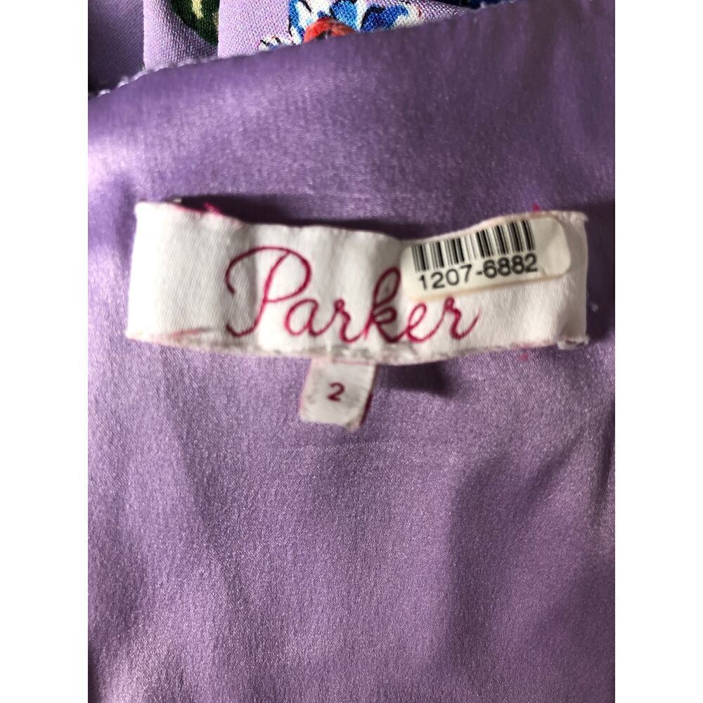 Parker Ana Combo Romper Shorts Flutter Sleeves V-Neck Floral Print Purple 2 - Picture 6 of 10